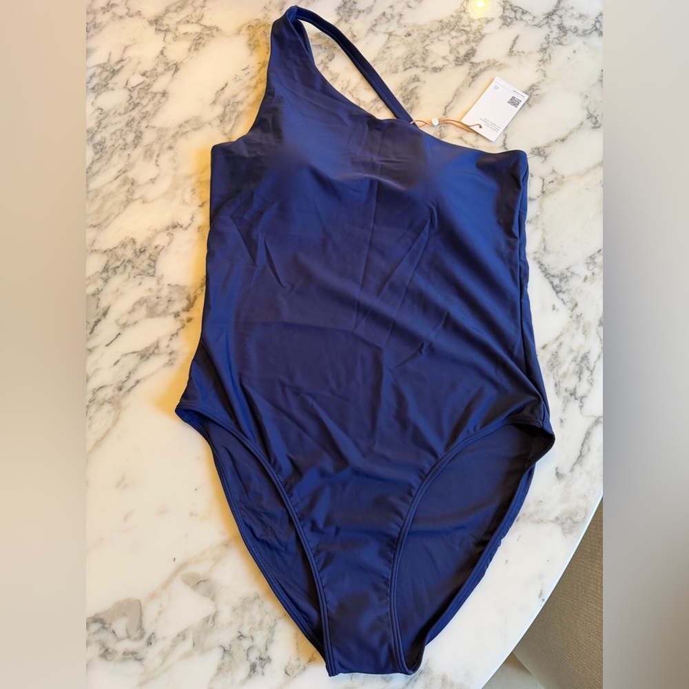NWT Quince One-Shoulder Swimsuit in Navy Blue Sz XL - Picture 10 of 13